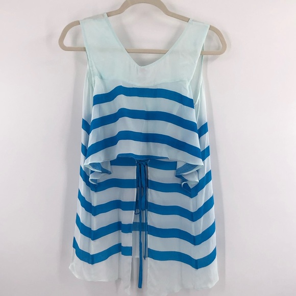 Anthro Plenty by Tracy Reese Marina Blue Striped Tank Top NWT - Picture 4 of 6